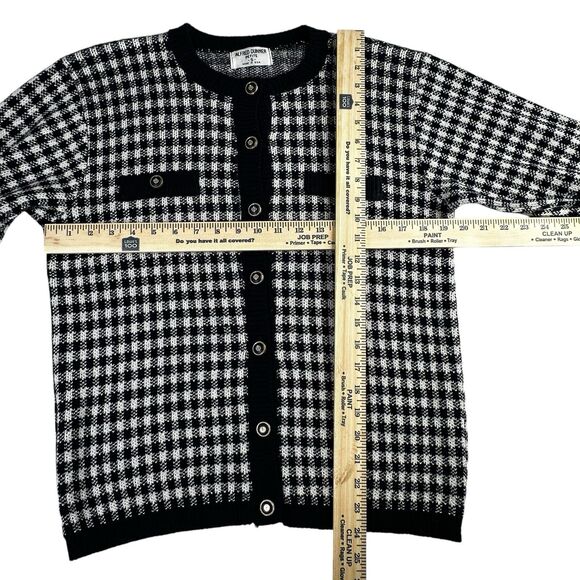 Alfred Dunner Petites Navy Blue Check Sweater Size S Country Club Nautical Core - Picture 3 of 9